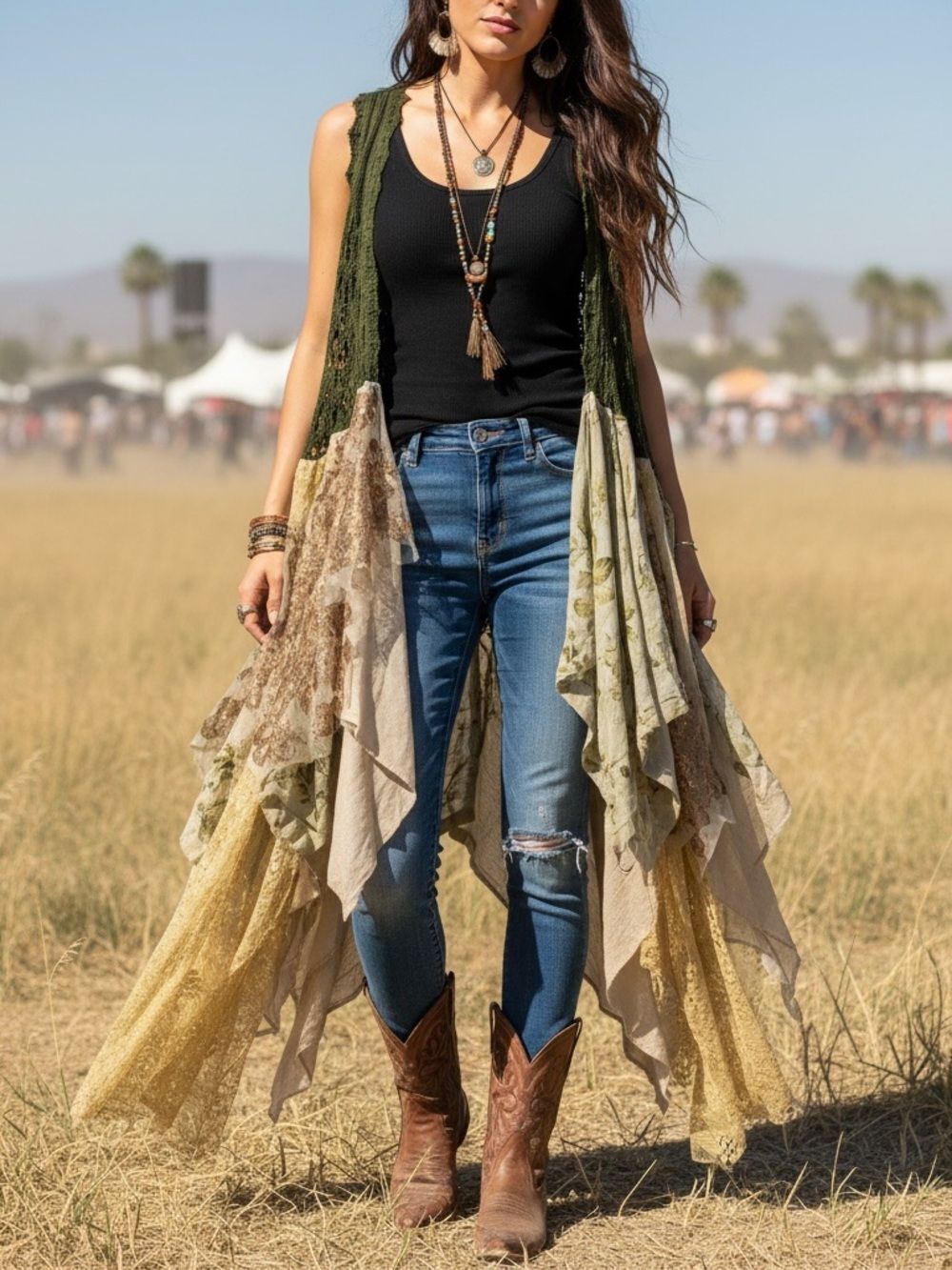 Boho Patchwork Duster Vest | Lace & Crochet Western